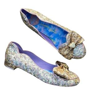 Irregular Choice x Disney It Fits Cinderella Light-Up Sparkly Sequin Flats Sz 12